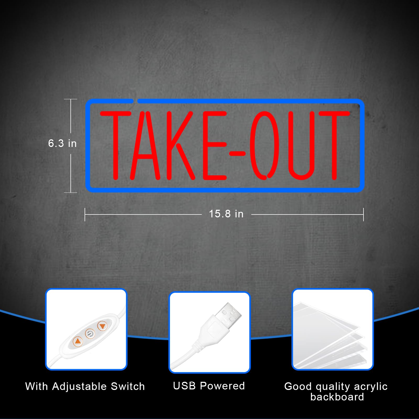 Amazon.co.jp: moweek Take Out Neon Sign - Business Shop LED ネオン